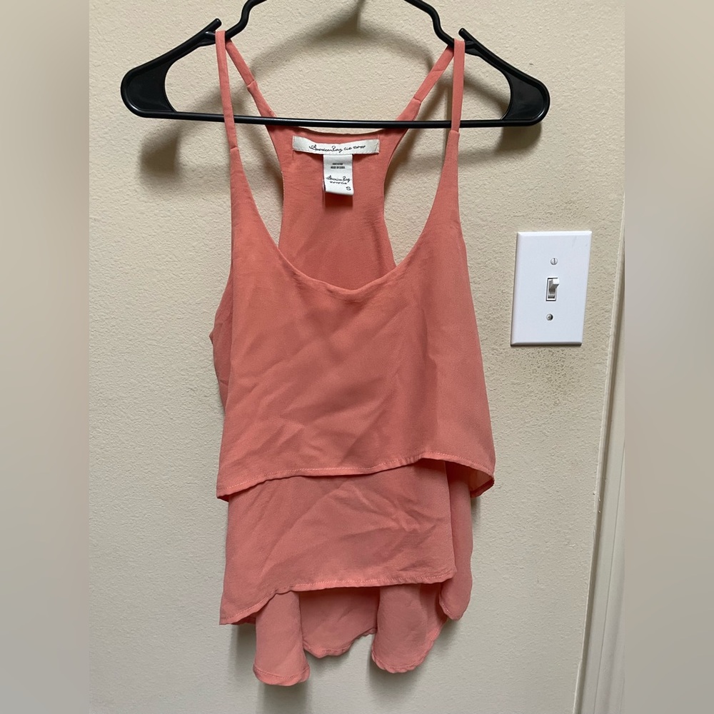 Coral flowy razor back tank